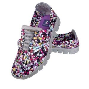 Zee Alexis Multicolor Woven Stretch sz9 Sneakers Women's Slip On Walking Shoes